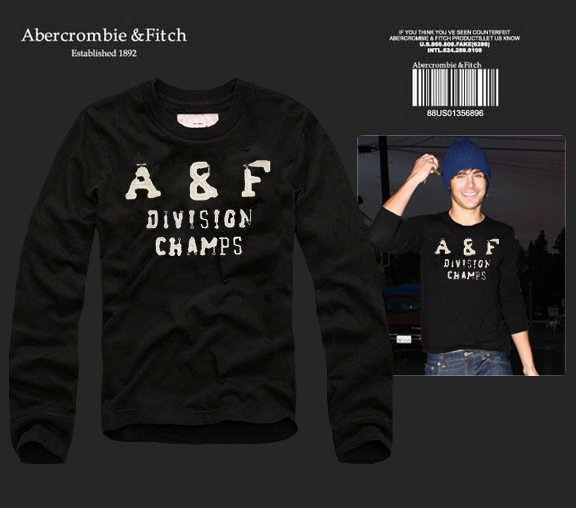 Abercrombie Fitch Hombres De Cuello Redondo Con Gente Fotos Largo Remera AF5994